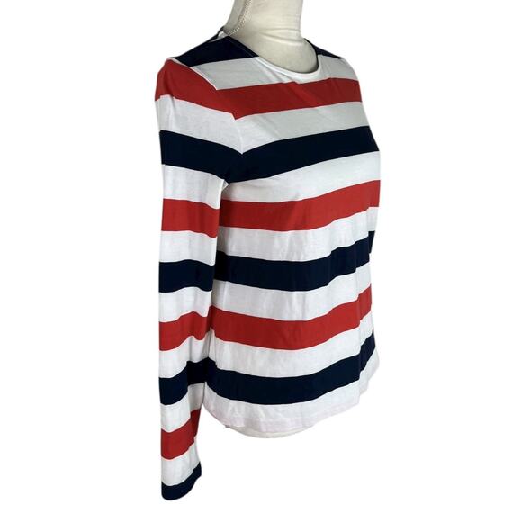 Boden Bea Breton Long Sleeve T-Shirt Cherry Red Navy White Cotton Size 4 - Picture 4 of 8